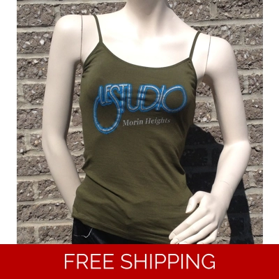 Woman Green Tank Top Silver & Blue Front Logo M/H